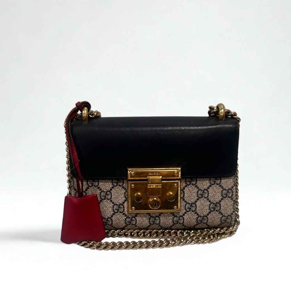 GG Supreme Monogram Calfskin Small Padlock Shoulder Bag
